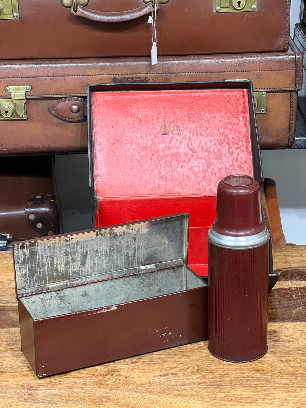 Rare Unusual Vintage Antique Thermos Lunchbox & Flask Picnic Set