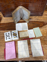 Load image into Gallery viewer, Antique bridge Playing Cards Set in Leather Case with Solid Silver Corners 1912
