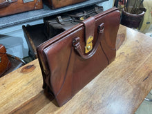 Load image into Gallery viewer, antique chunky leather hold all style gladstone bag briefcase documents / laptop
