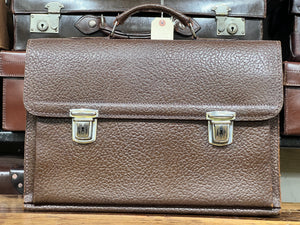 UNIQUE antique leather city documents lawyers briefcase full of character