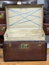 Load image into Gallery viewer, Beautiful Vintage Antique Brown Canvas, Leather &amp; Brass Hatbox Hat Case
