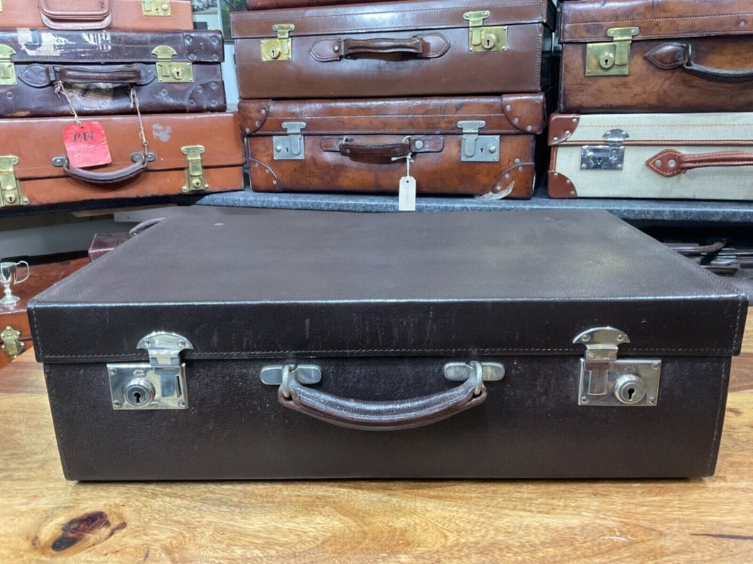 beautiful vintage art deco morocco leather weekend classic suitcase silk lined