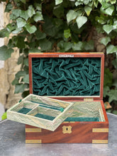 Load image into Gallery viewer, Rare Antique Brass Bound cuban Mahogany Military Campaign jewellery Box c. 1900
