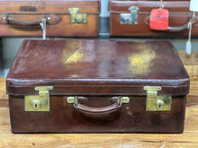 Load image into Gallery viewer, Vintage Antique Chunky English Leather W. H Smith Suitcase Motoring Case
