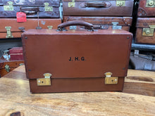 Load image into Gallery viewer, very unusual London made vintage leather document briefcase suitcase
