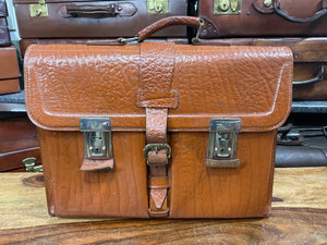 top quality vintage tan leather belted executive document city laptop briefcase