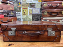 Load image into Gallery viewer, antique large heavy leather finnigans of bond street quality suitcase c.1900
