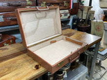 Load image into Gallery viewer, beautiful tan pigskin leather large briefcase small suitcase by DREW &amp; SONS 1930

