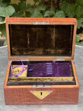 Load image into Gallery viewer, Beautiful Vintage faux Crocodile Leather  Jewellery box + KEY
