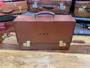 very unusual London made vintage leather document briefcase suitcase