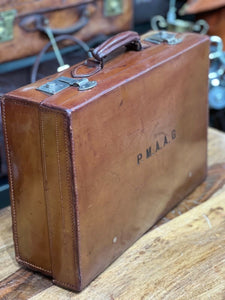 LARGE VINTAGE LEATHER EXECUTIVE BRIEFCASE SMALL SUITCASE
