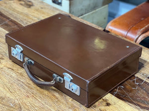 vintage leather brown suitcase large briefcase small case