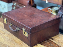 Load image into Gallery viewer, VINTAGE OSTRICH SKIN LEATHER DRESSING CASE OVERNIGHT SUITCASE
