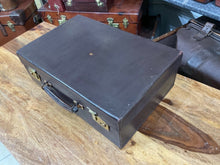 Load image into Gallery viewer, beautiful vintage antique morocco leather silk lined overnight weekend suitcase
