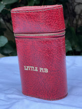 Load image into Gallery viewer, Spectacular VINTAGE little pub Glass spirit Bottles In Red leather case hunting
