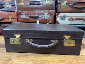 beautiful vintage antique morocco leather silk lined overnight weekend suitcase
