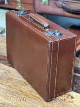 Load image into Gallery viewer, beautiful vintage leather antique quality overnight travel suitcase
