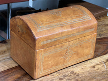 Load image into Gallery viewer, Beautiful Unusual Vintage Antique Tan Leather gilt tooled Jewellery dresser  Box
