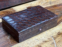 Load image into Gallery viewer, Beautiful Vintage Genuine Crocodile Leather Miniature Jewellery Trinket  Box

