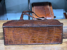 Load image into Gallery viewer, Vintage Antique Crocodile Hide Leather Top Handle Kelly Handbag
