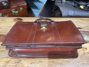 1900's vintage leather holdall case style top frame briefcase ideal laptop +KEY