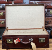 Load image into Gallery viewer, VINTAGE LEATHER 1900s W.H.SMITH LARGE SUITCASE
